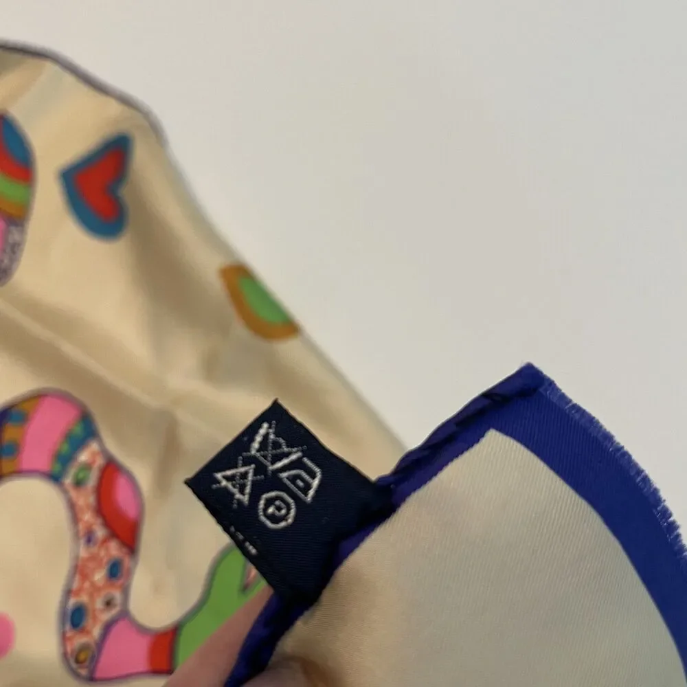 Vintage Niki de Saint Phalle Serpent & Hearts Pure Silk Scarf Made Italy Signed